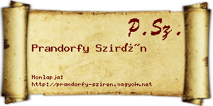 Prandorfy Szirén névjegykártya